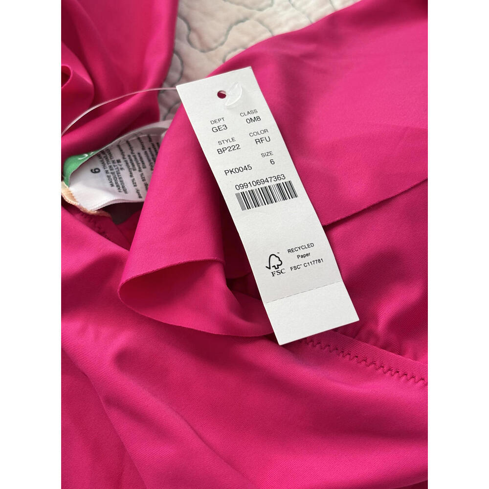 J.Crew Jcrew Women's Hot Pink One-Piece Swimsuit with Ruffle Detail‎ Size 6 - Picture 4 of 5